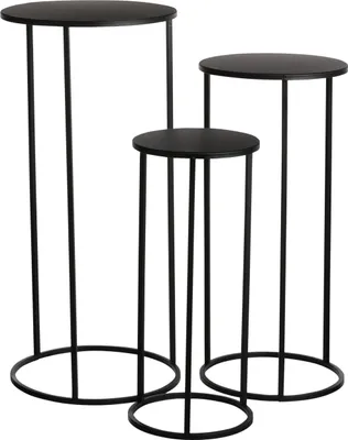 Produktbild von Mica Decorations Quinty Beistelltisch - 3er-Set - H70 x Ø32 cm - Metall - Schwarz