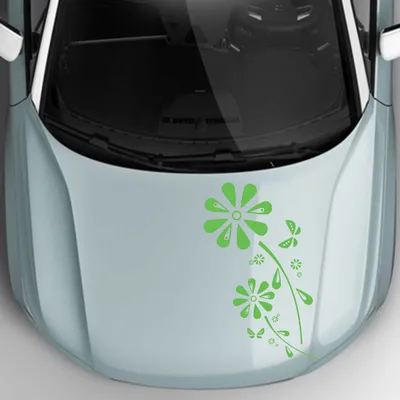 Produktbild von Aufkleber - Autoaufkleber "Margaritenblüten" 50cm x 25cm lindgrün - Tuning Carystyling Heckscheibe Auto