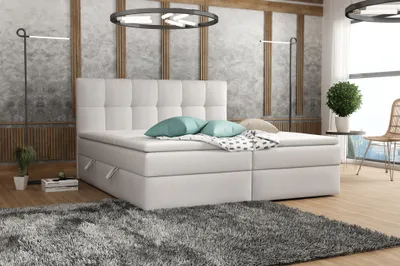 Produktbild von Boxspringbett Schlafzimmerbett ARTURO 200x200cm Stoff Soro Hellgrau