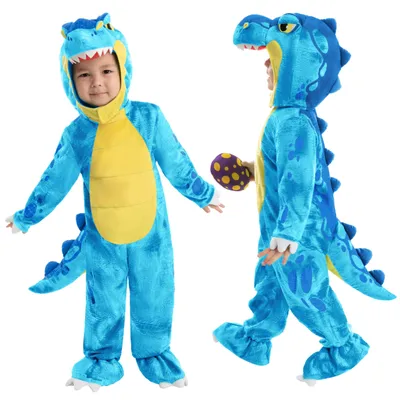 T-Rex Kostüm blau, Dinosaurier Overall, Halloween, für Kinder