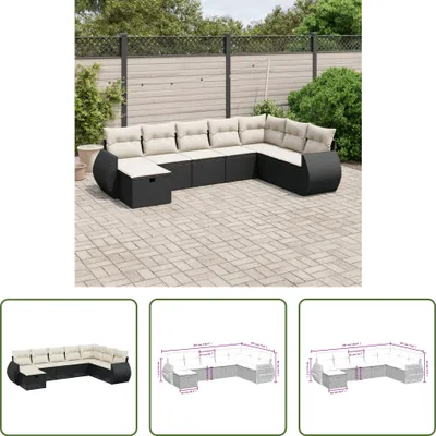 Produktbild von The Living Store 8-tlg. Garten-Sofagarnitur mit Kissen Schwarz Poly Rattan
