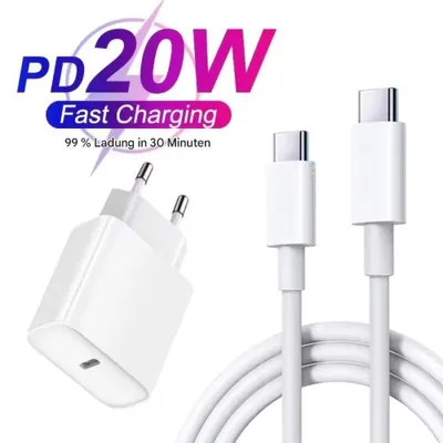 Produktbild von 20W PD Schnellladegerät Set mit 1m USB-C Kabel, Fast Charger für iPhone & Smartphones, USB-C Power Delivery Adapter kompakt und sicher