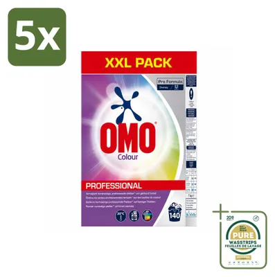 Produktbild von 5 x  Omo Professional Pro Formula Colour Waschpulver – 7 kg - Vorratspackung - 5 Stücke