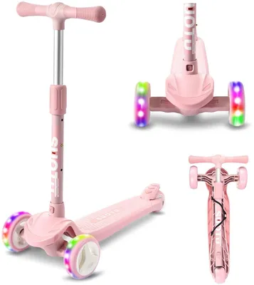 Image de Suotu Trottinette Kinderroller Rosa – Trottinette légère à 3 roues pour enfants, avec guidon réglable et frein arrière