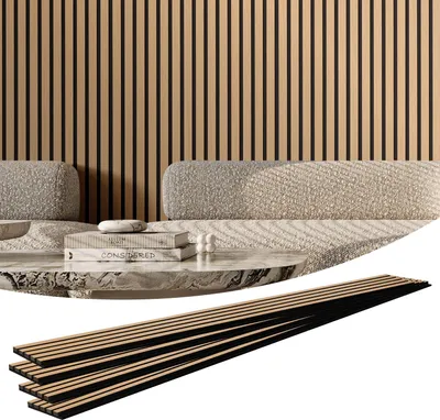 Image de 4x Panneaux acoustiques Panneaux muraux à lamelles acoustiques 2400x200mm chêne clair