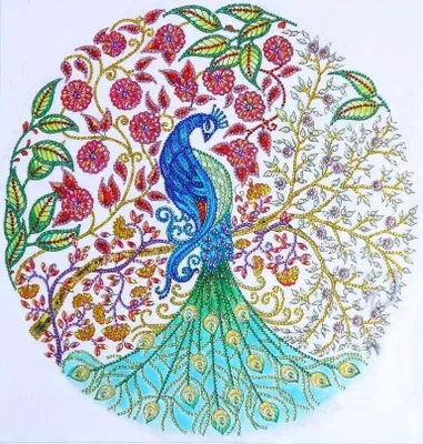 Produktbild von Diamantstickerei Blumenpfau 47x47 cm