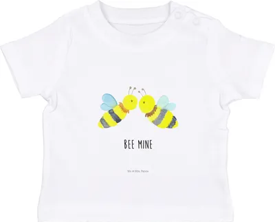 Produktbild von Mr. & Mrs. Panda Organic Baby Shirt Biene Liebe 0. - 6. Monat - Weiß - Geschenk,  T-Shirt, Jerseyshirt, Baumwollshirt, Babyshirt