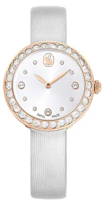 Zdjęcie produktu dla Swarovski Matrix Tennis Uhr, Schweizer Produktion, Lederarmband, Grau, Roségoldfarbenes Finish MATRIX TENNIS:LS GRAY/WHT/PRO 5710105