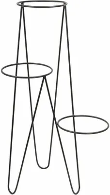 Zdjęcie produktu dla Stojak na kwiaty, potrójny kwietnik, nowoczesny metal, loft, czarny 95cm