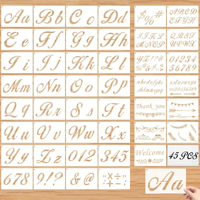 Buchstabenschablonen, 45 Stück, Kunststoff, wiederverwendbar, für DIY