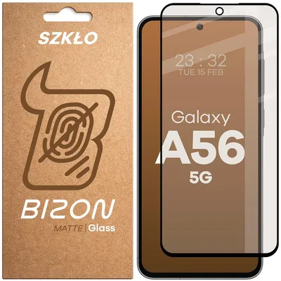 Produktbild von Mattes Hartglas für Galaxy A56 5G, Bizon Glass Matte, Schwarzer Rahmen