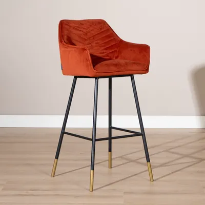 Image de Bronx71 Tabouret de bar en velours Fiona 65 - 78 cm cuivre