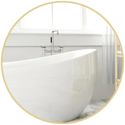 Image de Miroir de salle de bain - Miroir rond à fixer au mur - 70 x 70 cm - Cadre doré - Film de sécurité