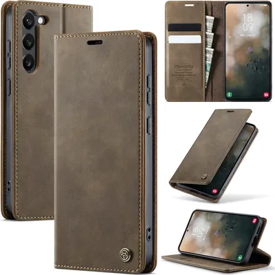 Produktbild von Handyhülle für Samsung Galaxy S23+ Hülle Leder mit RFID Schutzhülle Klapphülle Magnet Kartenfach Standfunktion Braun