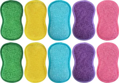 Produktbild von 10 wiederverwendbare, waschbare Mikrofaser-Geschirrtücher für Küchenherde und Pfannen (5 Farben, 10 Stück)