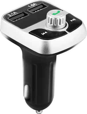 Obrázek produktu pro Automobilový FM vysílač bezdrátový radiový adaptér USB nabíječ Bluetooth Black Silver