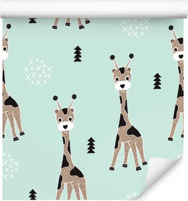 Produktbild von 10m VLIES TAPETE Rolle Kinderzimmer Junge Giraffen Tiere Safari XXL
