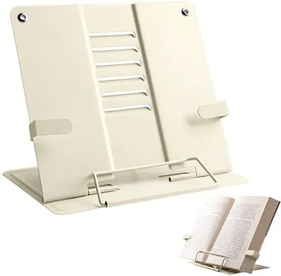 Immagine prodotto di Supporto regolabile e pieghevole in metallo per libri e tablet Unyqoos®, con 6 posizioni regolabili, ergonomico per bambini e adulti, compatto e portatile
