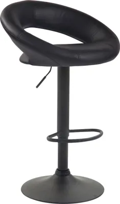 Image de Tabouret de bar CLP Olinda en similicuir, réglable en hauteur et pivotant, couleur du piètement : noir