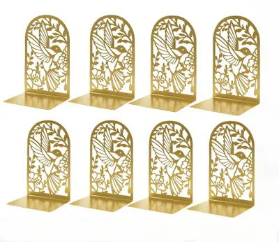 Image de Lot de 8 supports de livres en métal doré, idéal pour le bureau et la bibliothèque