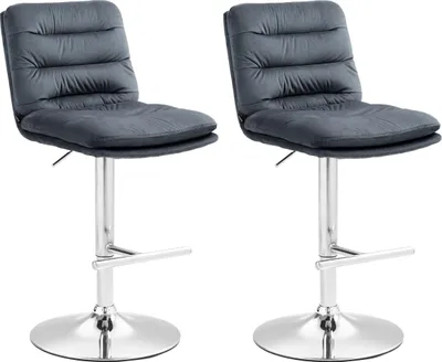 Produktbild von CLP 2er Set Barhocker Damar Samt höhenverstellbar und drehbar | Farbe dunkelgrau Gestell Farbe chrom