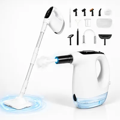 Produktbild von 2 in 1 Dampfreiniger,Dampfmopp & Handdampfreiniger,1200W,15s Schnellaufheizung,3 Dampfstufen,500ml,14 Zubehörteile für Boden,Küche,Bad und Fenster