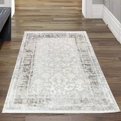 Image de Tapis d'Orient en laine de style vintage avec motif classique facile d'entretien résistant et élégant intemporel en crème Taille - 80 x 150 cm