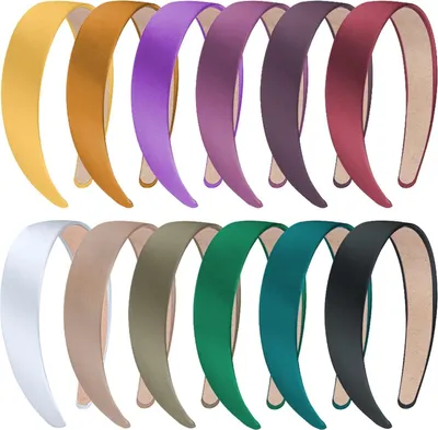 Immagine prodotto di confezione da 12 fasce in raso per donne e ragazze - fasce larghe 3 cm in 12 colori
