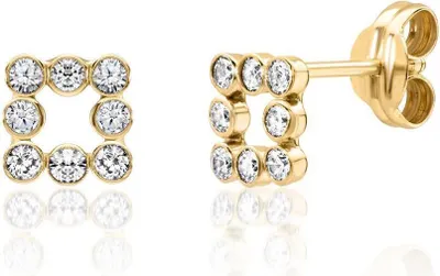 Produktbild von 375er Gold Ohrstecker Quadrat für Damen mit Zirkonia von JEWLIX