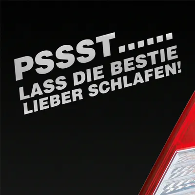 Produktbild von Auto Aufkleber Pssst… Lass die Bestie lieber schlafen! Tuning 15x5 cm Silber Sticker Heckscheibenaufkleber