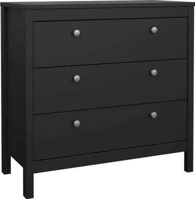 Produktbild von Kommode Sagar, Mehrzweckkommode, Schlafzimmerkommode, Schrank mit Schubladen, 82x38 h80 cm, Schwarz