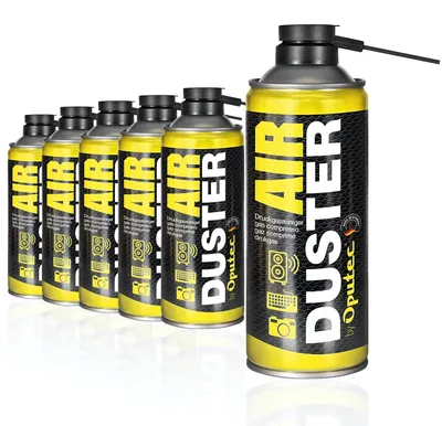 Produktbild von Oputec 6x 400ml Druckluftspray Air Duster Tastatur Reiniger Druckluftreiniger für PC, Laptop, Kamera, Drucker mit Sprührohr
