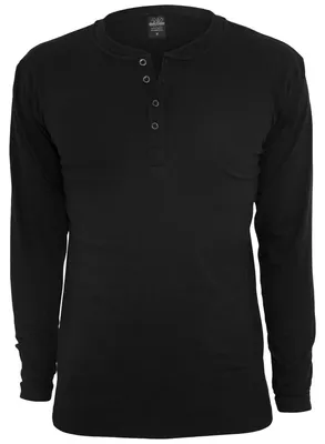 Produktbild von Urban Classics - "Basic" T-Shirt Henley-Kragen für Herren Langärmlig TN208 (XS) (Schwarz)