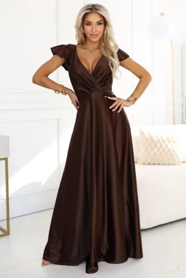 Productafbeelding van Numoco dames maxi jurk Shexred, bruin, maat XXL