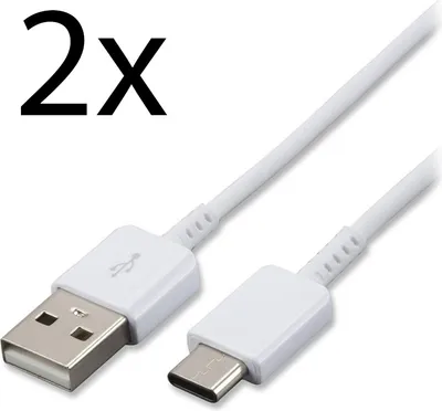 Produktbild von 2x Typ-C Ladekabel für Original Samsung Galaxy S9, S9+, Duos Datenkabel 1,2m weiß USB-Ladegerätkabel Aufladekabel Type-C Charging-Cable