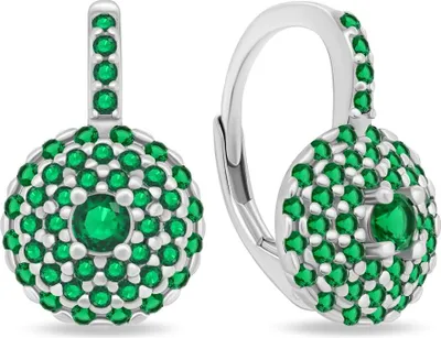 Productafbeelding van Zilveren oorbellen met groene zirkonia, model EA254W