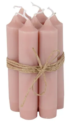 Produktbild von IB Laursen 6er Set Stabkerzen Kerzen ROSA MALVA rose Leuchter Spitz Tafel H=11cm