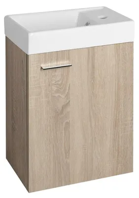 Produktbild von Aqualine ZOJA Unterschrank mit Keramik Waschbecken 40x22 cm, Eiche platin