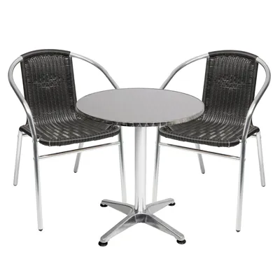 Produktbild von Bistrogarnitur 3-teilig Aluminium - Rattan / Schwarz