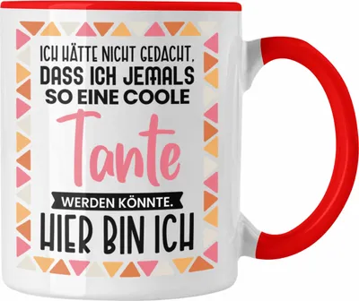 Produktbild von Trendation - Beste Tante Ever Tasse Geschenk Geburtstag Weihnachten Lustig Geschenkideen von Nichte Lieblingstante Hier Bin Ich (Rot)
