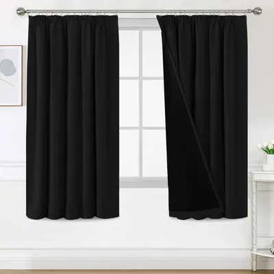 Verdunkelungsvorhang-Set 2er-Pack 140x175 cm schwarz