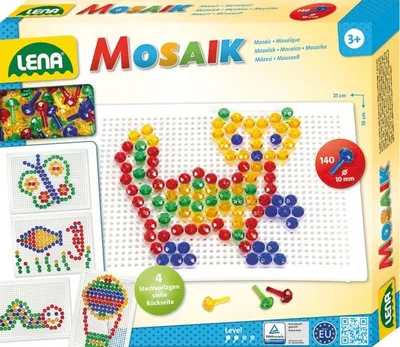 Produktbild von Lena Mosaik Set transparent 10 mm 140 pcs, 3 Jahr(e), Junge/Mädchen, Vorschulalter, Mehrfarbig, 140 Stück(e), Europa