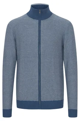 Produktbild von FQ1924 FQLewis Herren Strickjacke Cardigan Feinstrick mit Stehkragen und Reißverschluss Meliert