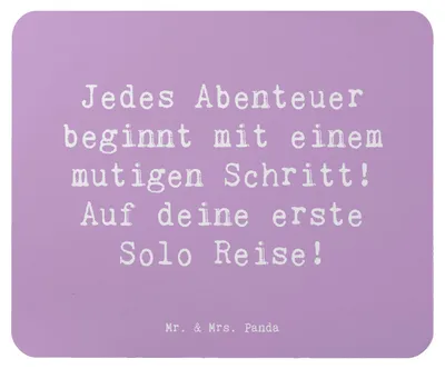 Produktbild von Mr. & Mrs. Panda Mauspad Spruch Alleine Reisen Unternehmen - Lavendeltraum - Geschenk, Zuversicht, computer mousepad, Abenteuer, Mouse Pad, pc mausunterlage, Trost
