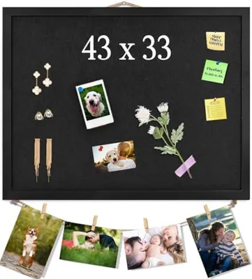 Productafbeelding van PromoHome® Zwart prikbord van vilt – Compact memobord voor kantoor en thuis, 43 x 33 cm