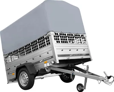Produktbild von Einachsanhänger auf Federn 200x125 UNITRAILER GARDEN 201/R KIPP mit Gitterwänden, H-800-Rahmen und grauer Plane