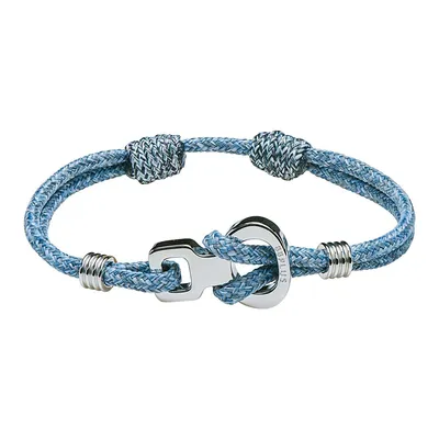 Wristband für Kletterer und Boulderer von 8b+; aus blauer Schnur mit silbernem Verschluss.