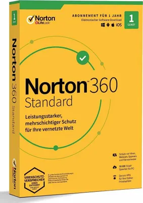 A product box for Norton 360 Standard software.