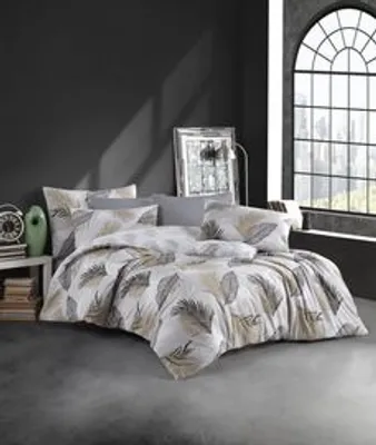 Immagine prodotto di Renforce biancheria da letto reversibile beige foglie 135 x 200 cm 80 x 80 cm