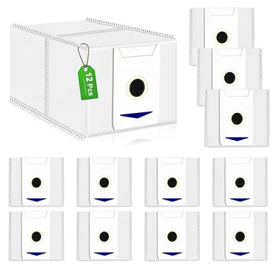 A product shot of vacuum cleaner dust bags, with a main product image and a grid of individual bags below.